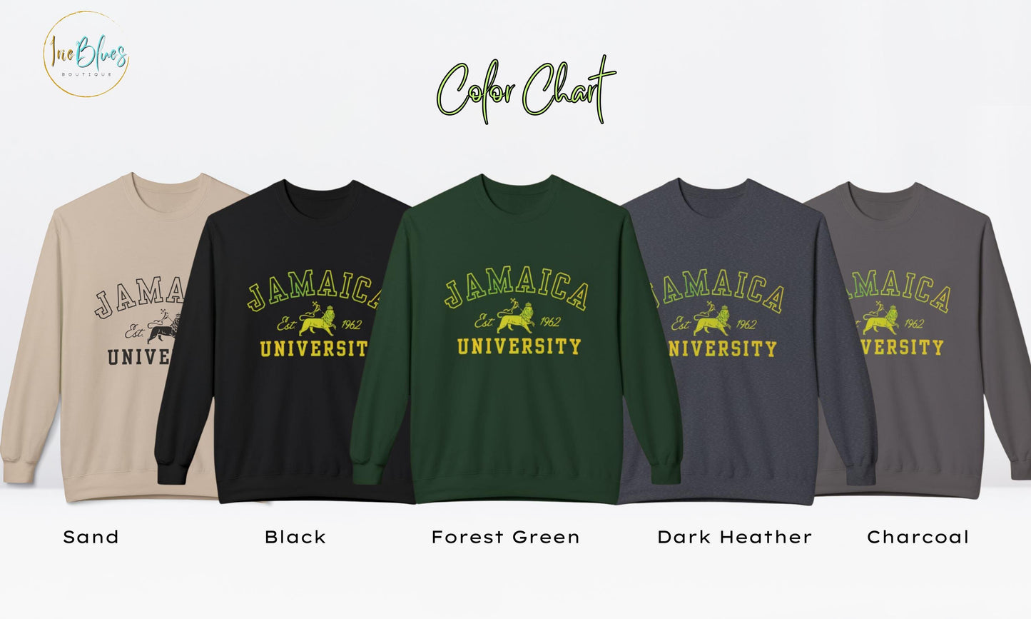 A stylish unisex sweatshirt featuring a bold Lion of Judah design with vibrant Jamaican colors, celebrating Jamaica’s independence. This versatile piece is perfect for Independence Day, cultural celebrations, or as Caribbean-inspired college apparel.