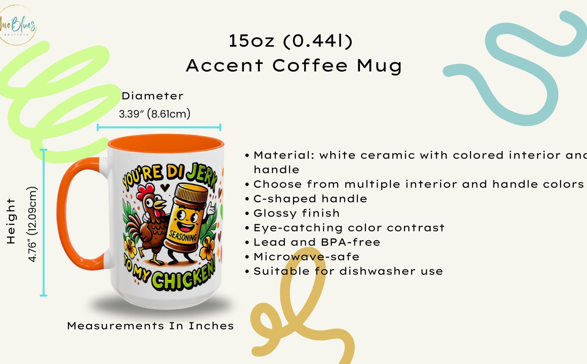 Coffee Mugs with Funny Jerk Chicken and Ackee and Saltfish Cartoon, Caribbean Island Lovers, Gift for Valentine's Day, V-Day Island Gift