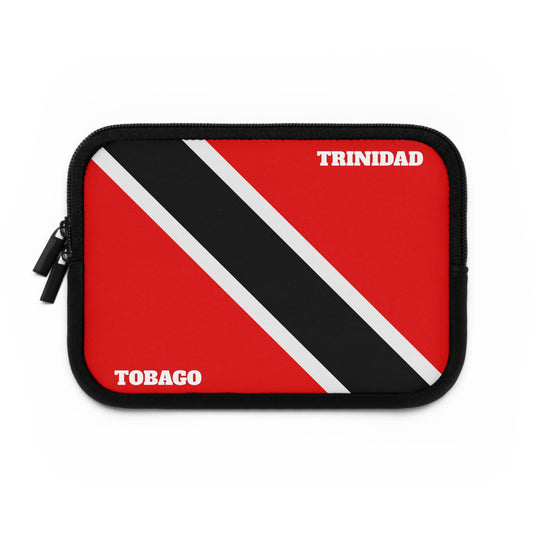 Trinidad & Tobago Flag Laptop Tablet Sleeve. Caribbean Flag Protective Computer Case featuring the island flag design. Ideal for iPads and suitable for travel, making it a perfect accessory for Trinidadian pride.