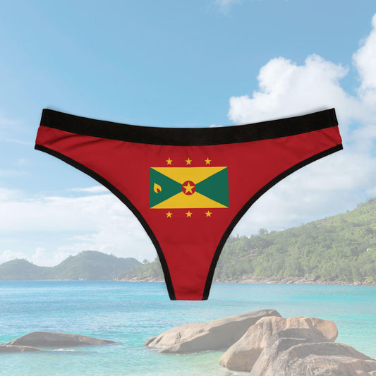 A Grenada Bikini Thong featuring the bold colors of the Grenada flag. This tropical island-inspired women&#39;s thong is perfect for showcasing Caribbean pride. Designed with a sleek and comfortable fit, it’s ideal for Spicemas 2025.