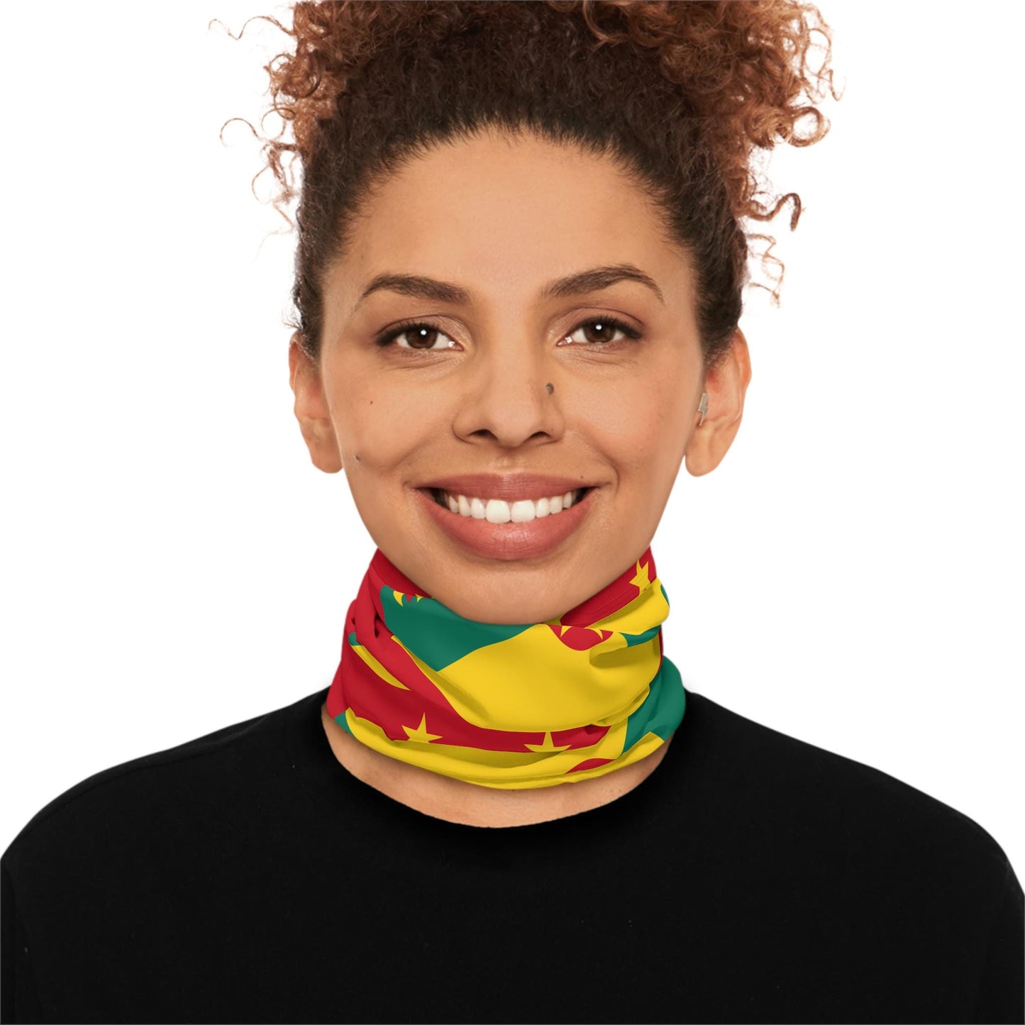 Grenada Flag Spicemas Carnival Neck Gaiter, J&#39;Ouvert Paint Party Cover, Grenada Carnival 2025, Parade of Bands. Made of lightweight and polyester microfiber for a comfortable no-slip fit. It can be styled in multiple ways like a headband or wristband