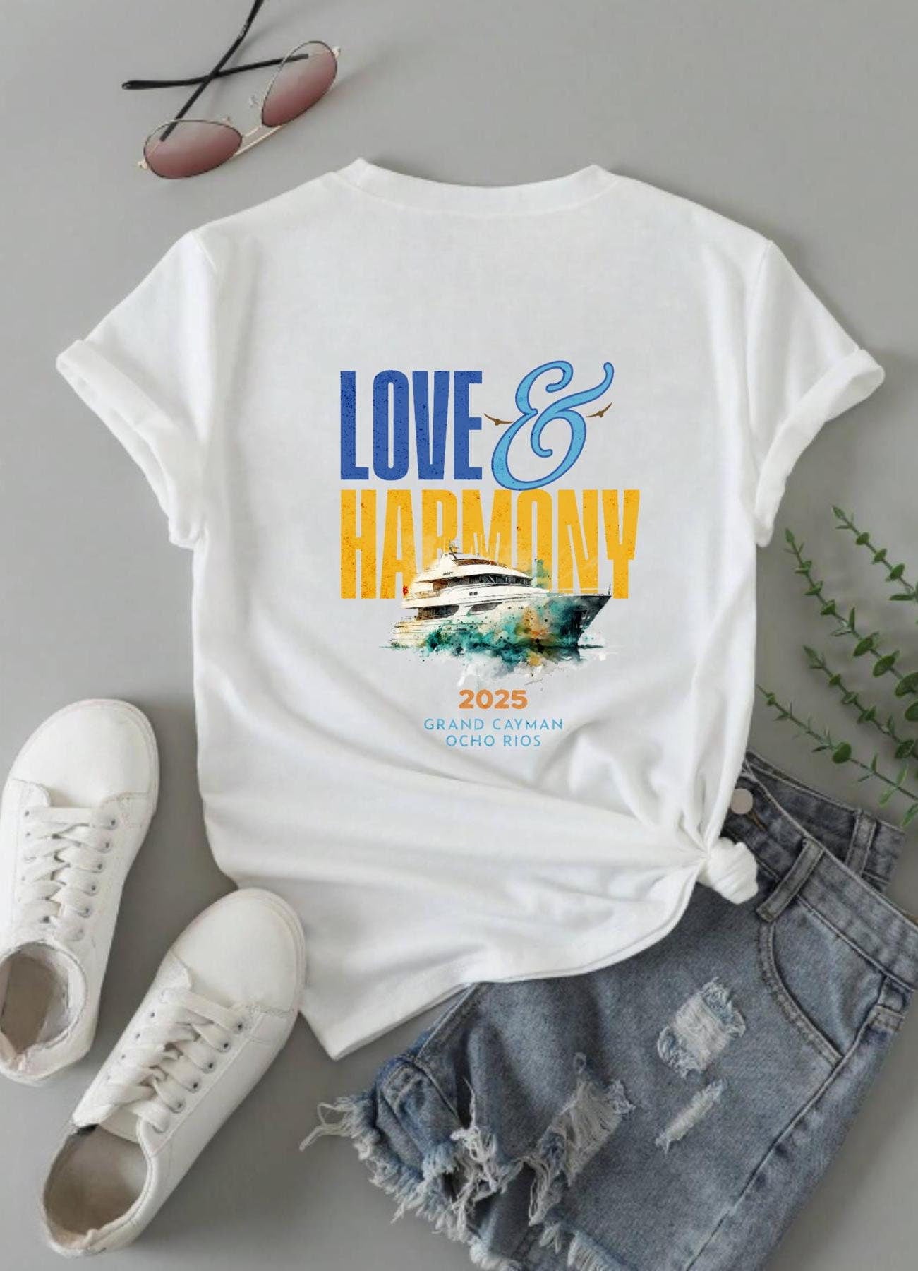 Love & Harmony 2025 Cruise Unisex Shirt, Group Cruise Shirt, Back Print Shirt, Norwegian Joy Cruise, Caribbean Cruise For Reggae Music Fans