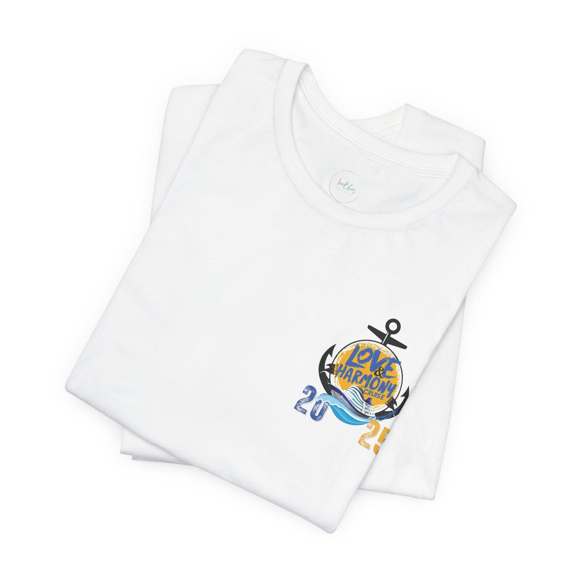 A stylish Love & Harmony 2025 Caribbean Cruise Unisex Tee featuring a bold front design with the official cruise logo printed on the back. Made from soft, breathable fabric, this t-shirt is perfect for cruise lovers, island travelers, and reggae music fans. A must-have souvenir for the ultimate Caribbean cruise experience.