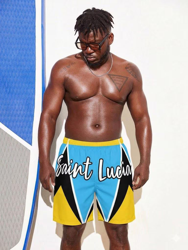 St Lucia Flag Recycled Swim Trunks