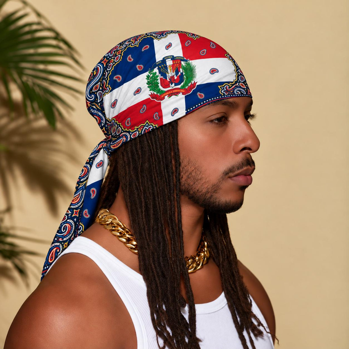 Dominican Republic Flag Paisley Print Bandana