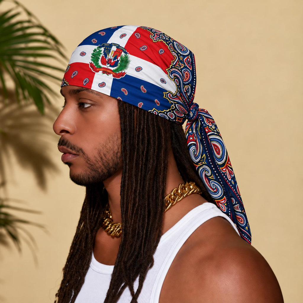 Dominican Republic Flag Paisley Print Bandana