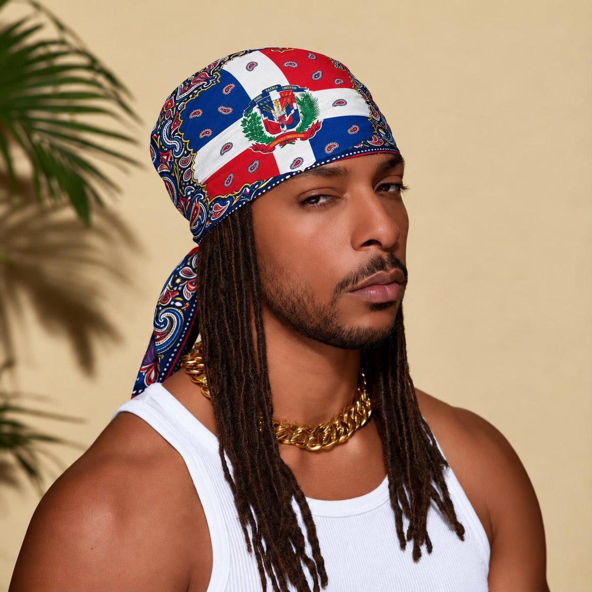 Dominican Republic Flag Paisley Print Bandana