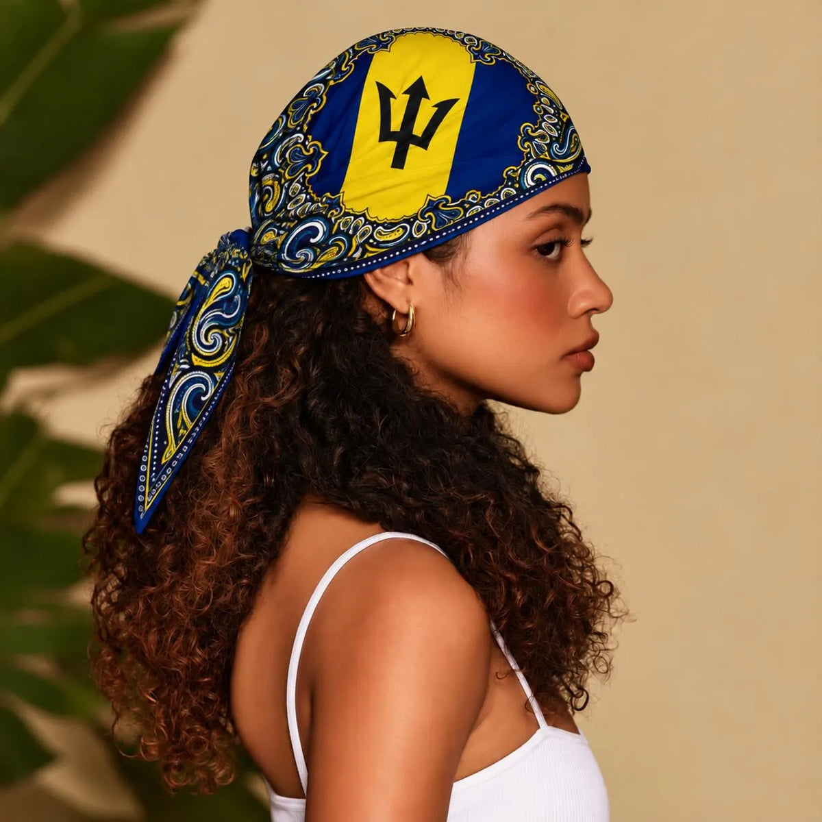Barbados Flag Paisley Print Bandana