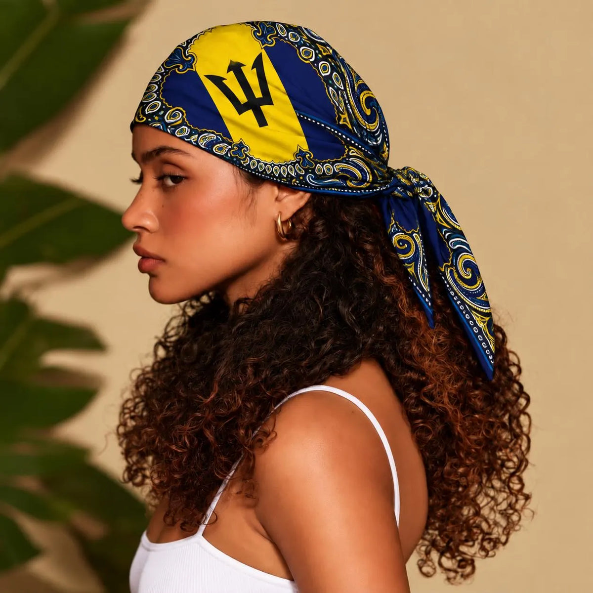 Barbados Flag Paisley Print Bandana