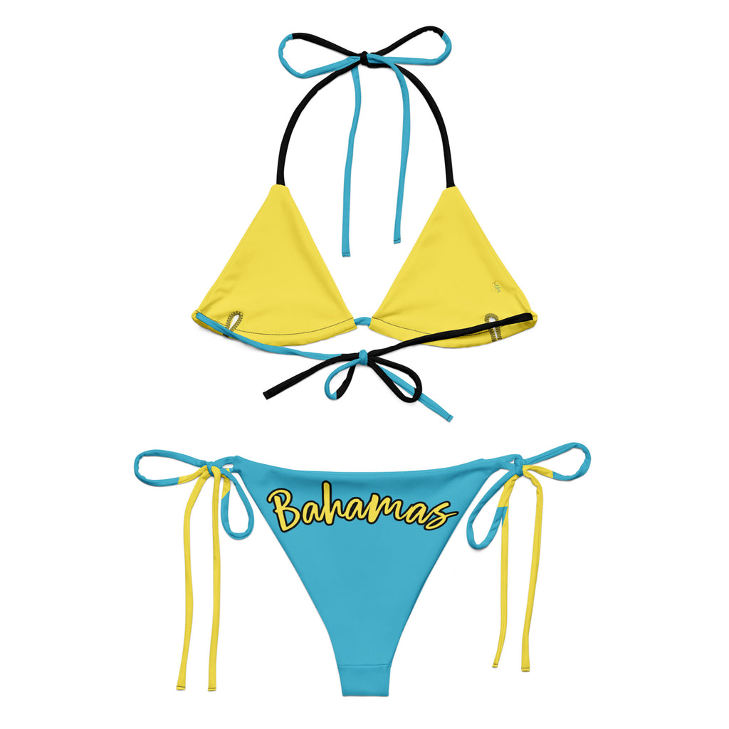 Bahamas Flag All Over Print Recycled String Bikini String Bikini - Irie Blues Boutique