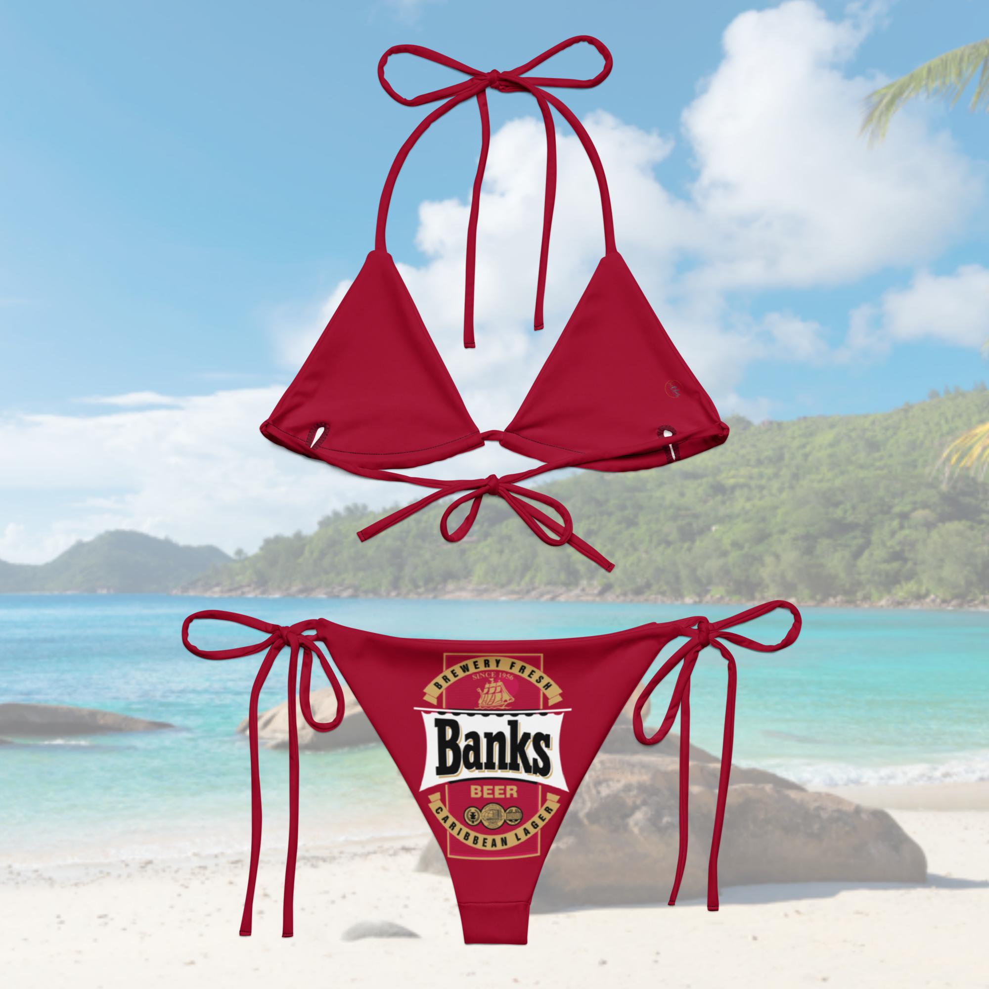 Banks Beer Logo All Over Print Recycled String Bikini - Irie Blues Boutique