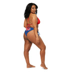 Haiti Flag All Over Print Recycled String Bikini - Irie Blues Boutique