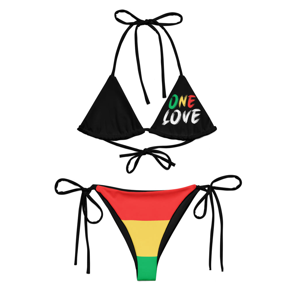 One Love Reggae All Over Print Recycled String Bikini - Irie Blues Boutique