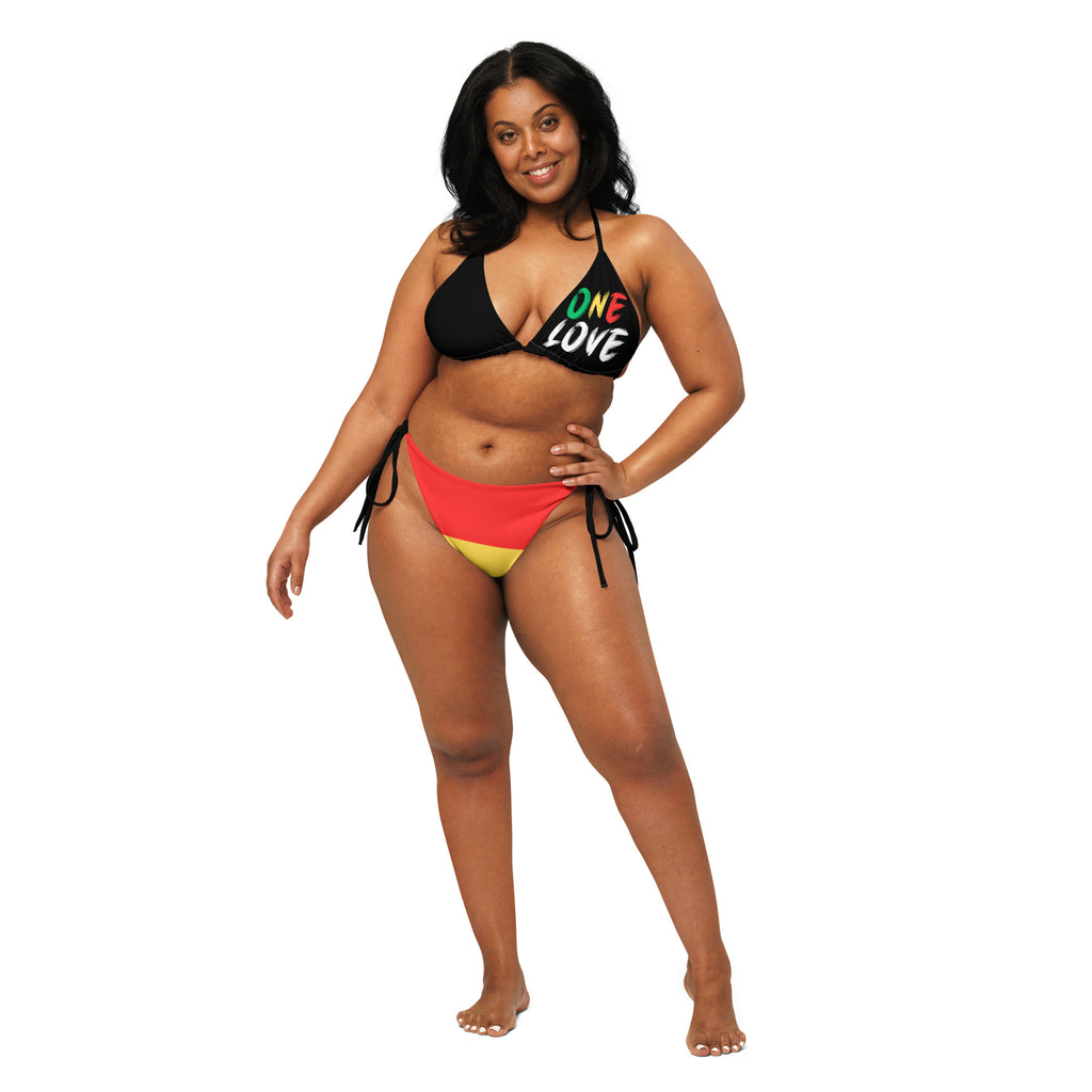 One Love Reggae All Over Print Recycled String Bikini - Irie Blues Boutique