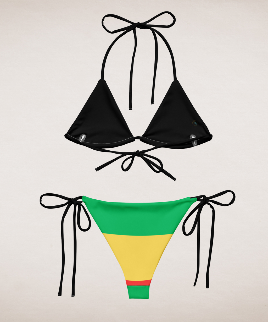 One Love Reggae All Over Print Recycled String Bikini - Irie Blues Boutique