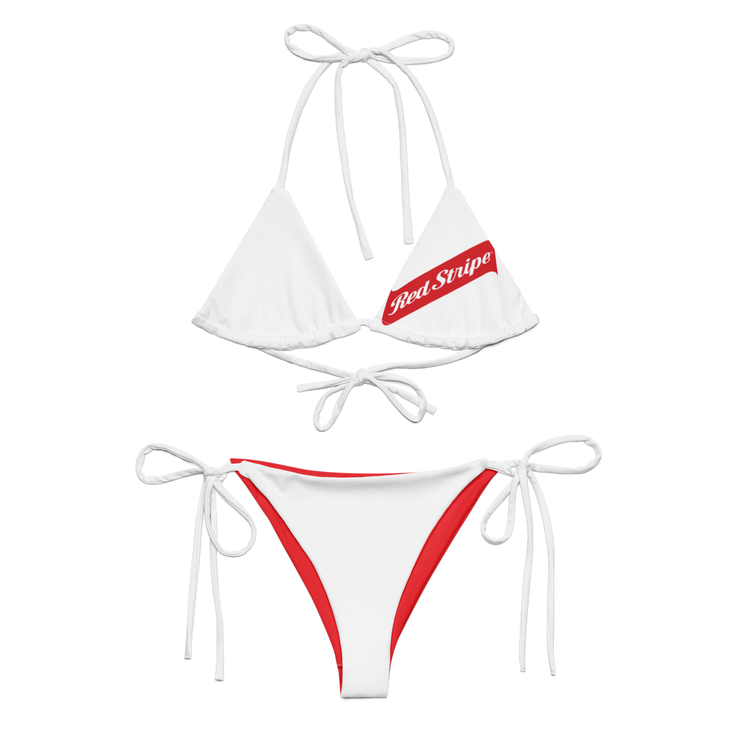 Red Stripe Beer Logo All Over Print Recycled String Bikini - Irie Blues Boutique