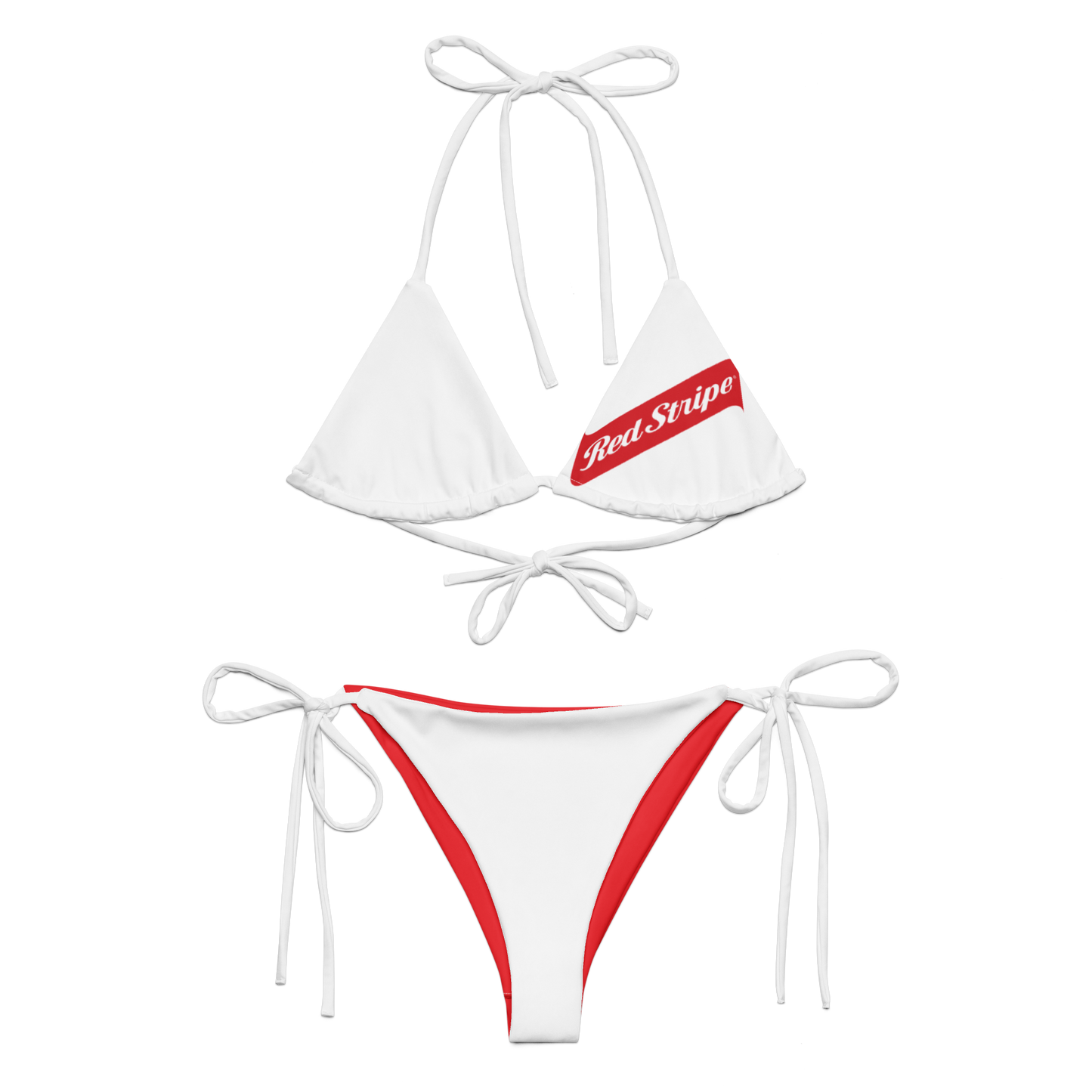 Red Stripe Beer Logo All Over Print Recycled String Bikini - Irie Blues Boutique