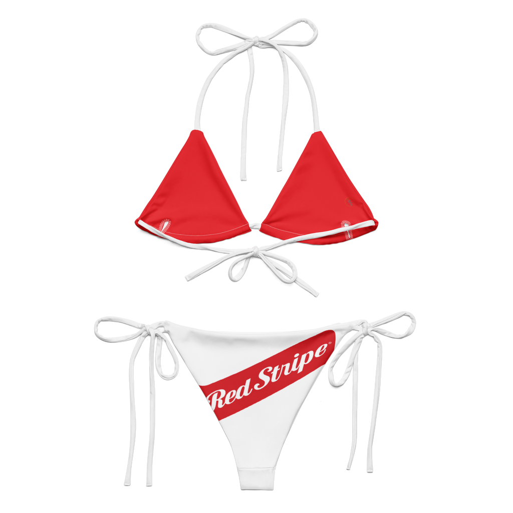 Red Stripe Beer Logo All Over Print Recycled String Bikini - Irie Blues Boutique