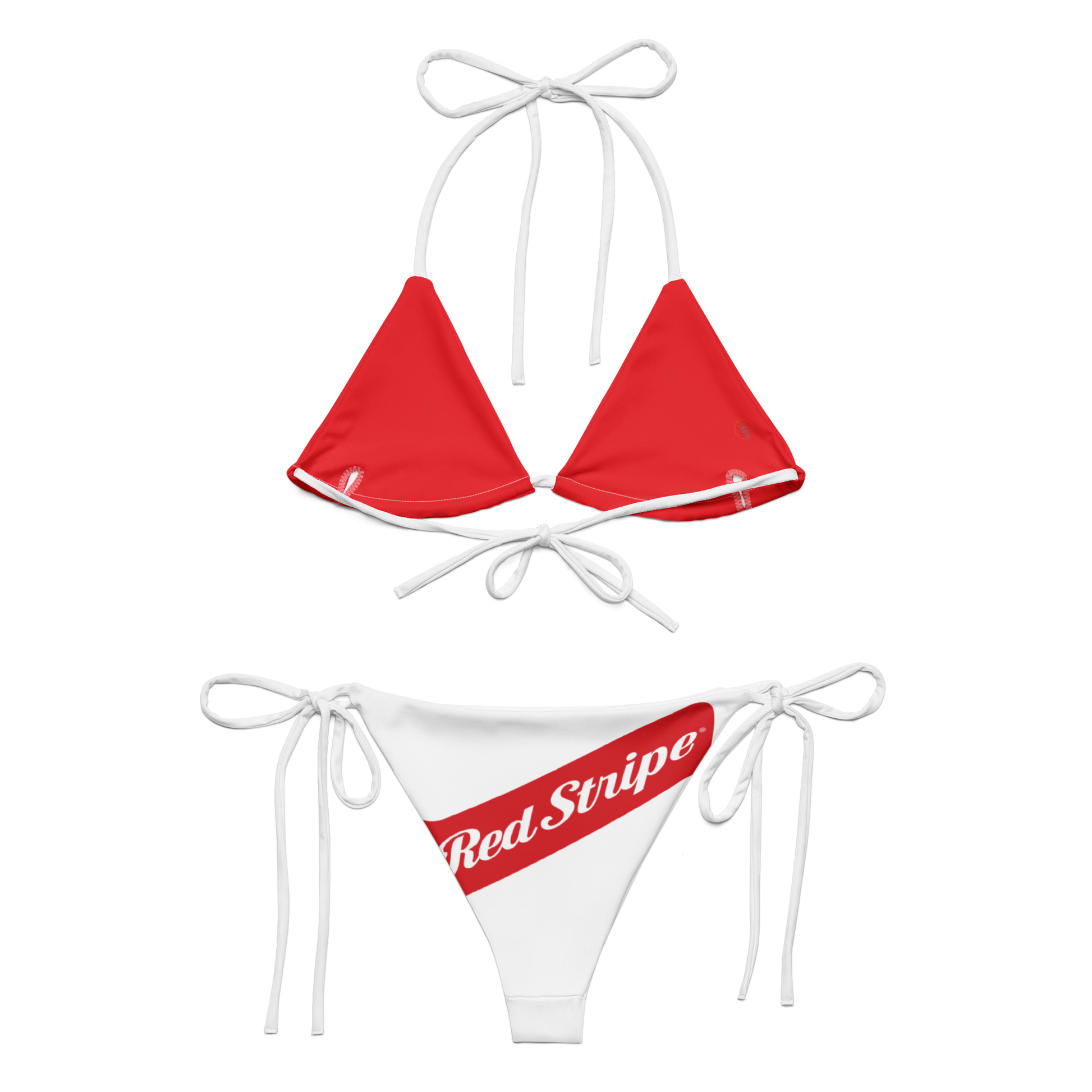 Red Stripe Beer Logo All Over Print Recycled String Bikini - Irie Blues Boutique
