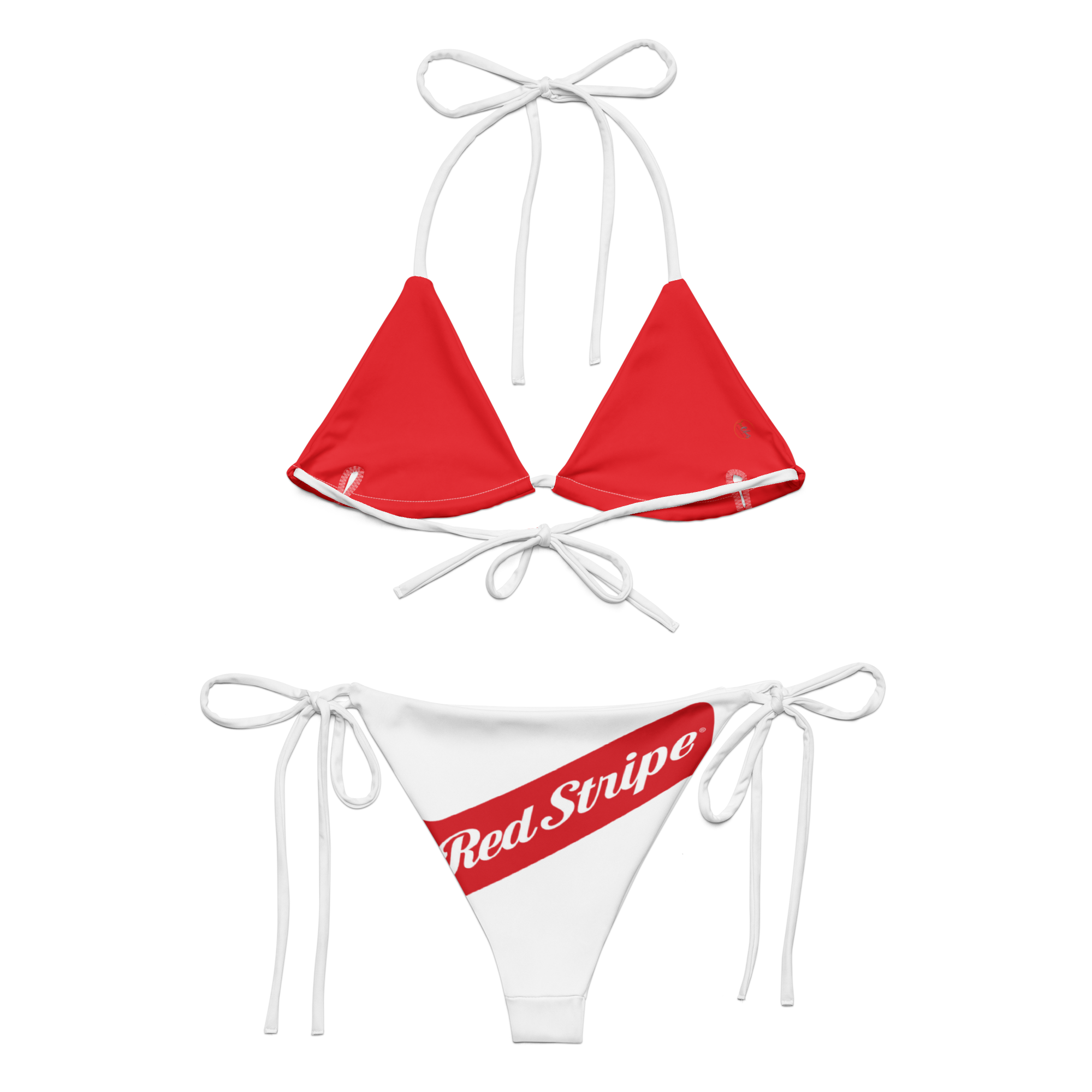 Red Stripe Beer Logo All Over Print Recycled String Bikini - Irie Blues Boutique