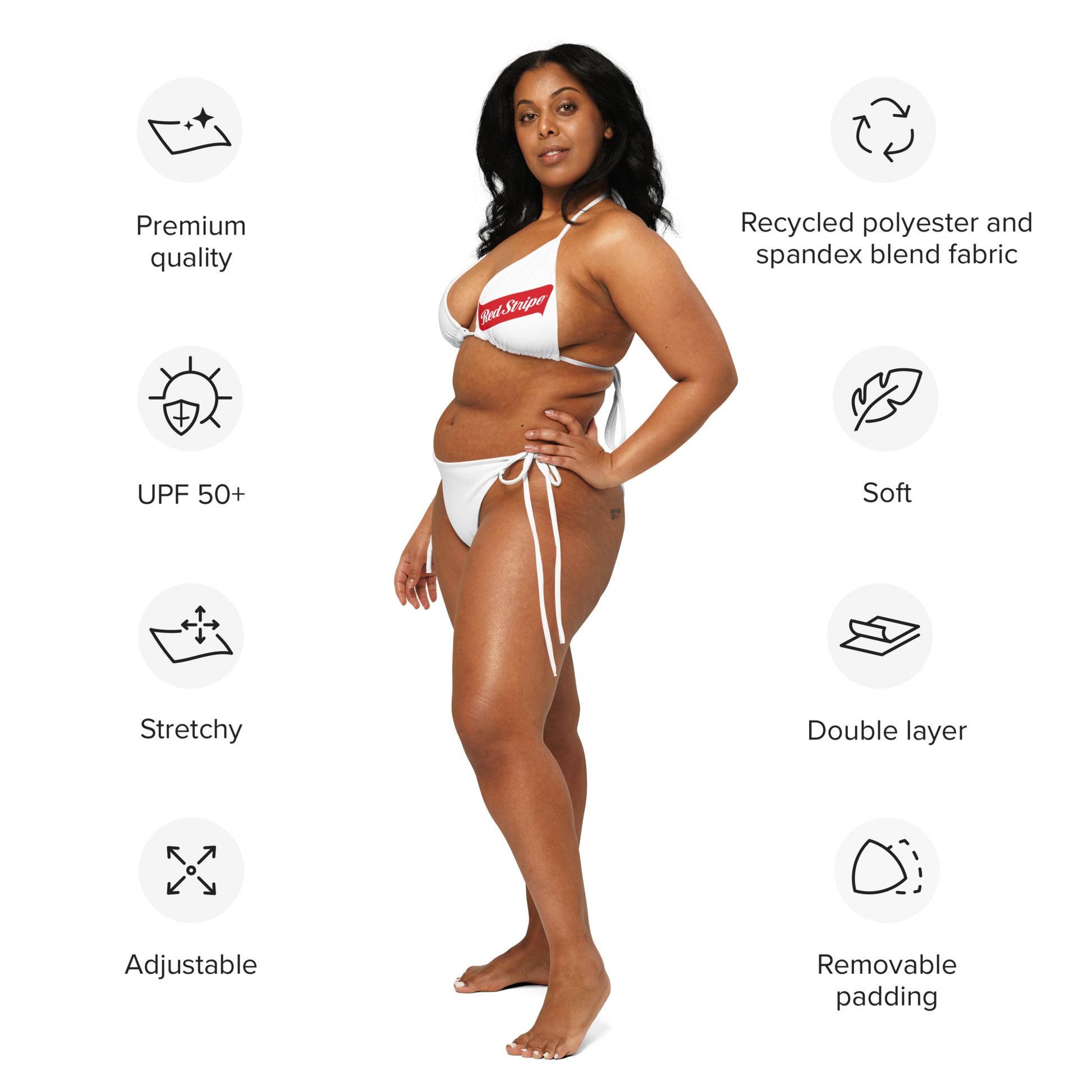 Red Stripe Beer Logo All Over Print Recycled String Bikini - Irie Blues Boutique