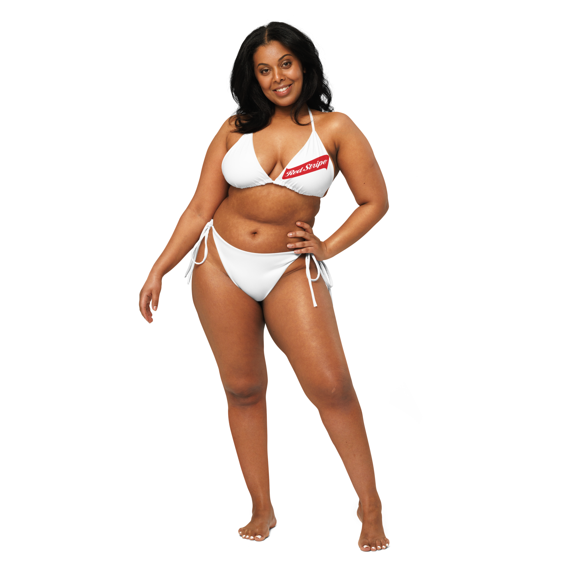 Red Stripe Beer Logo All Over Print Recycled String Bikini - Irie Blues Boutique