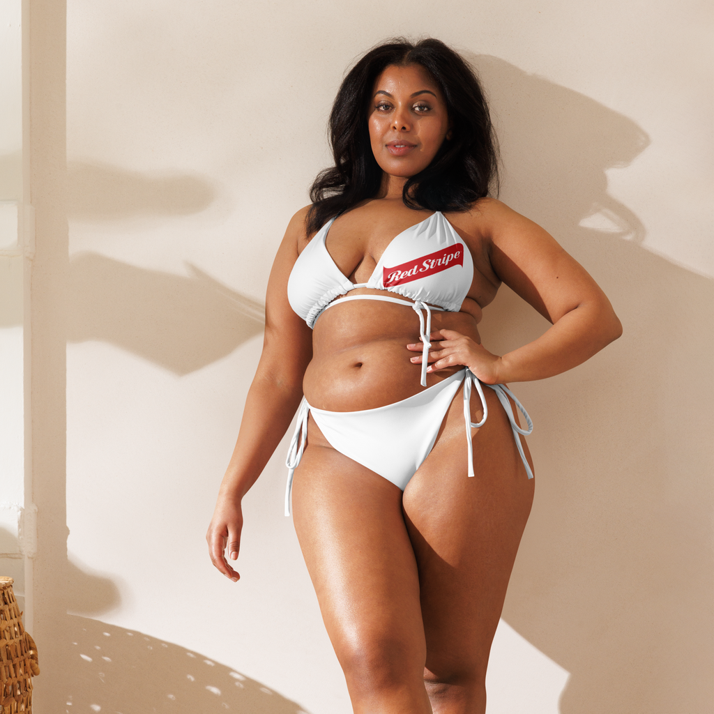 Red Stripe Beer Logo All Over Print Recycled String Bikini - Irie Blues Boutique