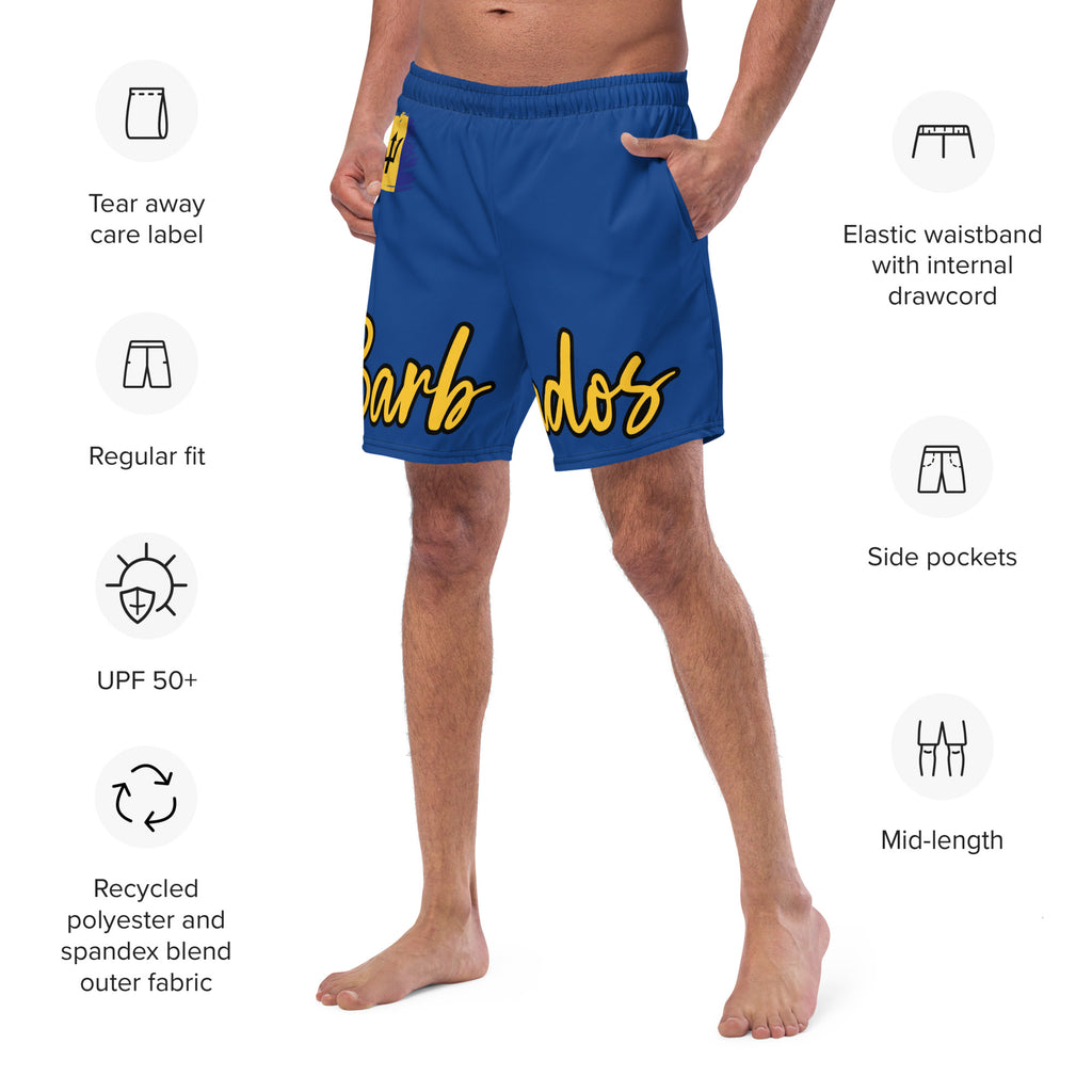 Barbados Flag Recycled Swim Trunks - Irie Blues Boutique