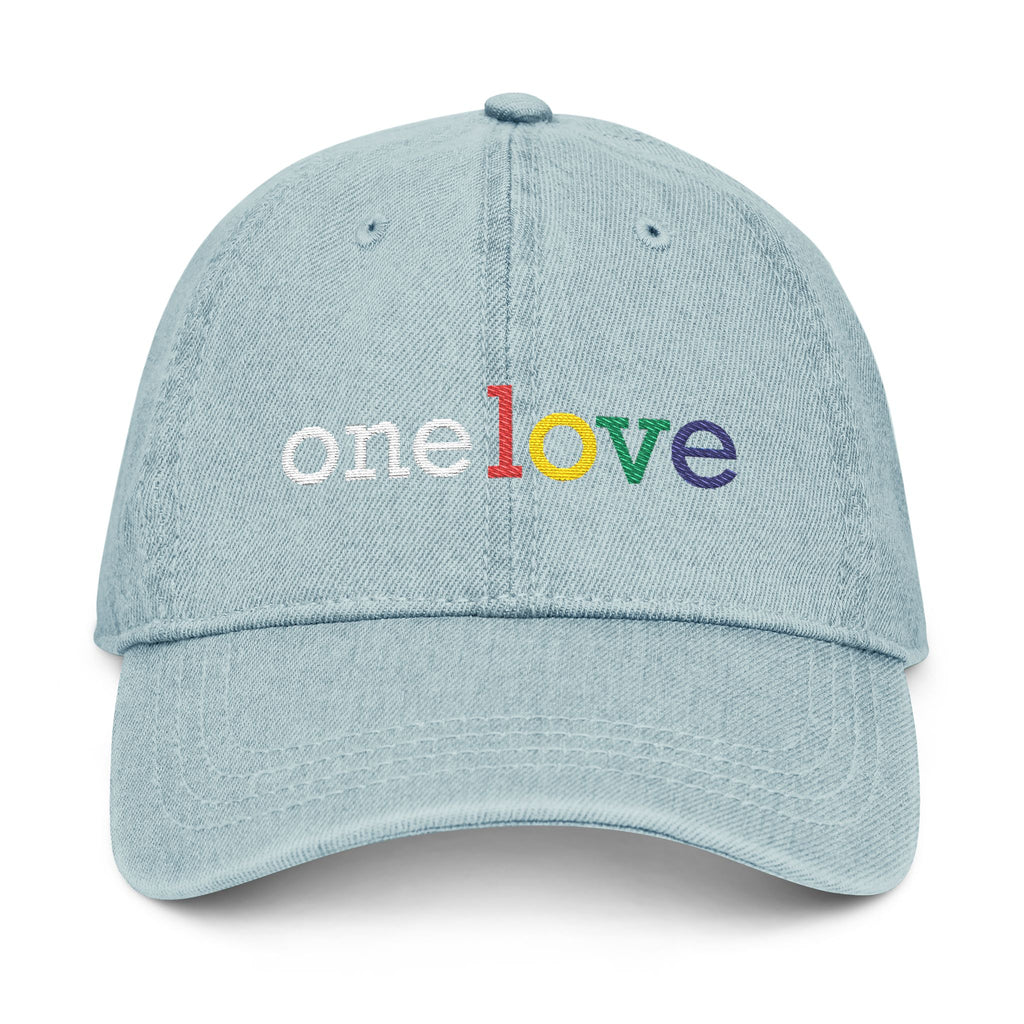 One Love Rastafarian Flag Embroidered Denim Hat - Irie Blues Boutique