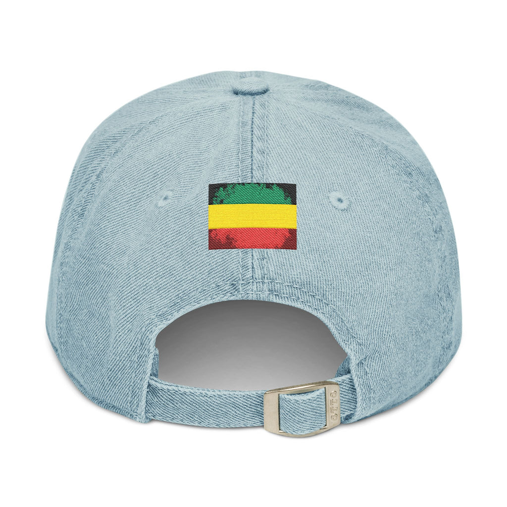 One Love Rastafarian Flag Embroidered Denim Hat - Irie Blues Boutique