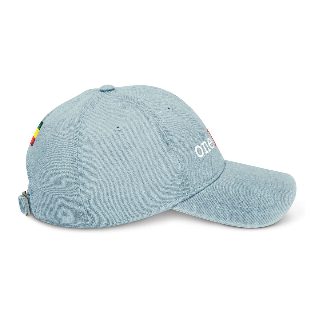 One Love Rastafarian Flag Embroidered Denim Hat - Irie Blues Boutique
