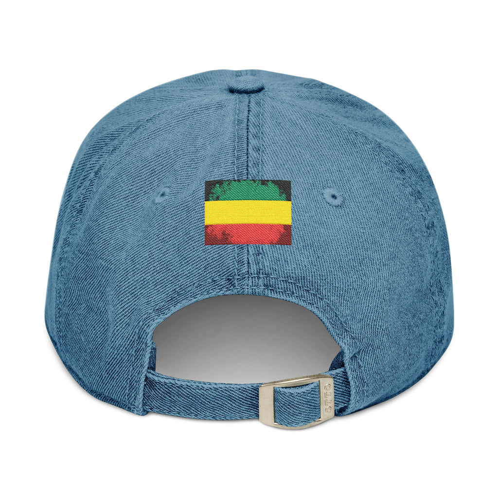 One Love Rastafarian Flag Embroidered Denim Hat - Irie Blues Boutique
