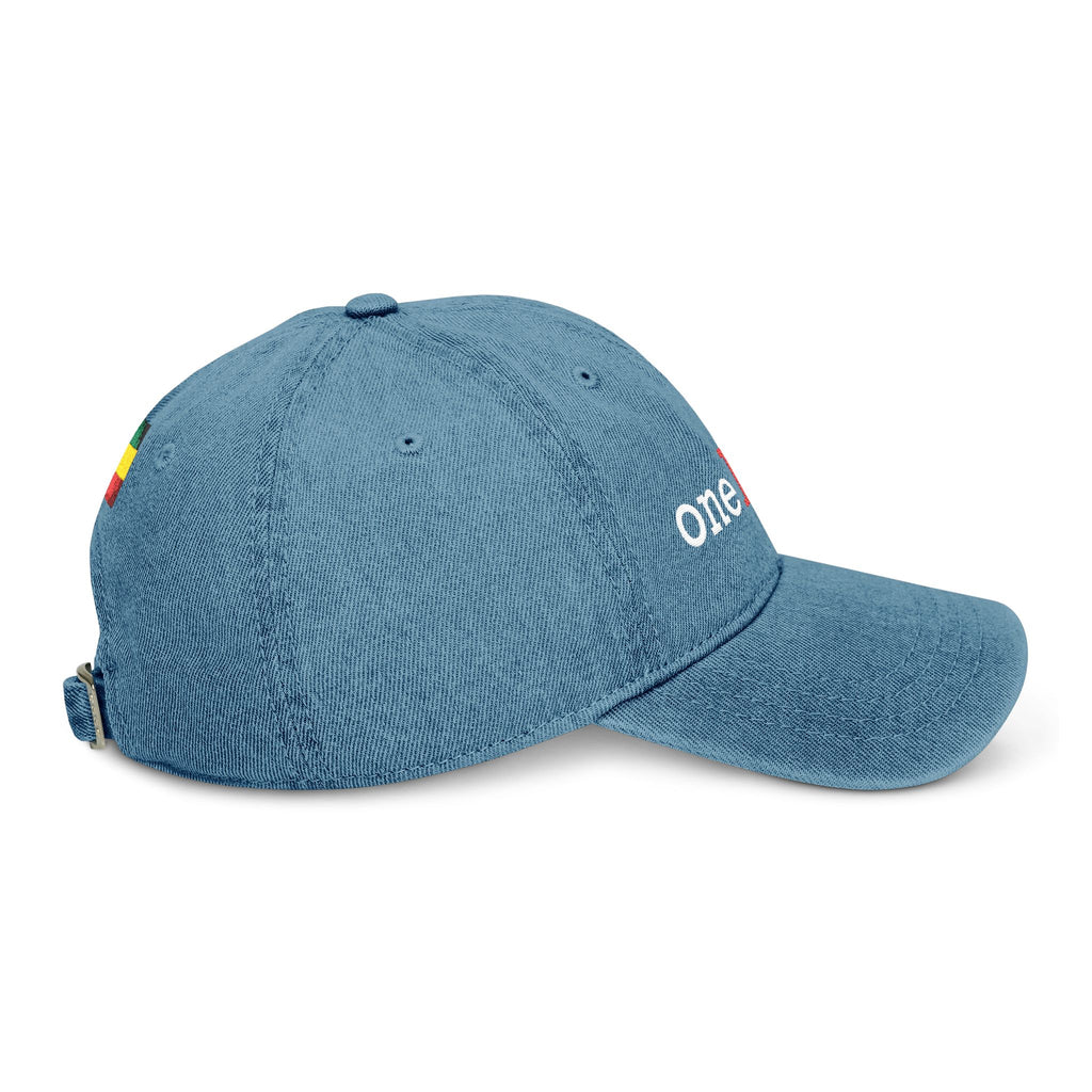 One Love Rastafarian Flag Embroidered Denim Hat - Irie Blues Boutique