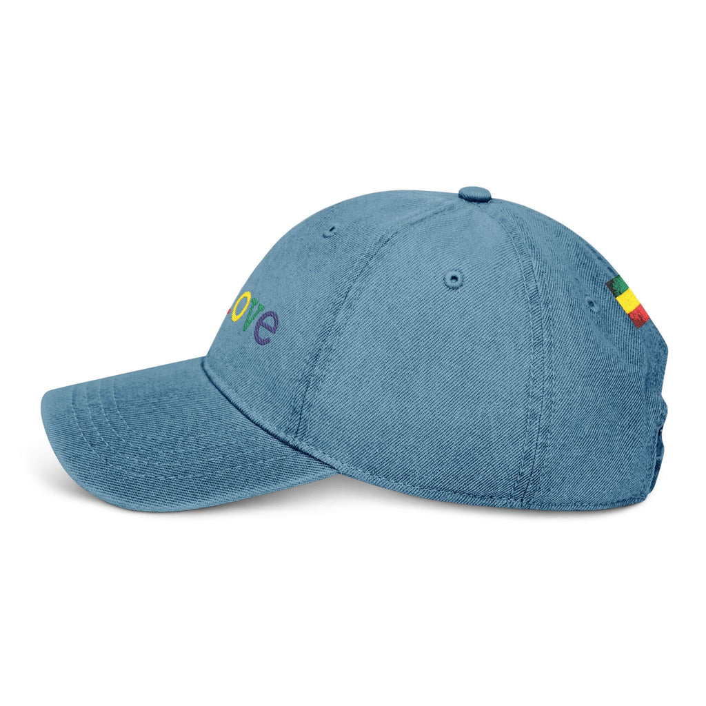 One Love Rastafarian Flag Embroidered Denim Hat - Irie Blues Boutique