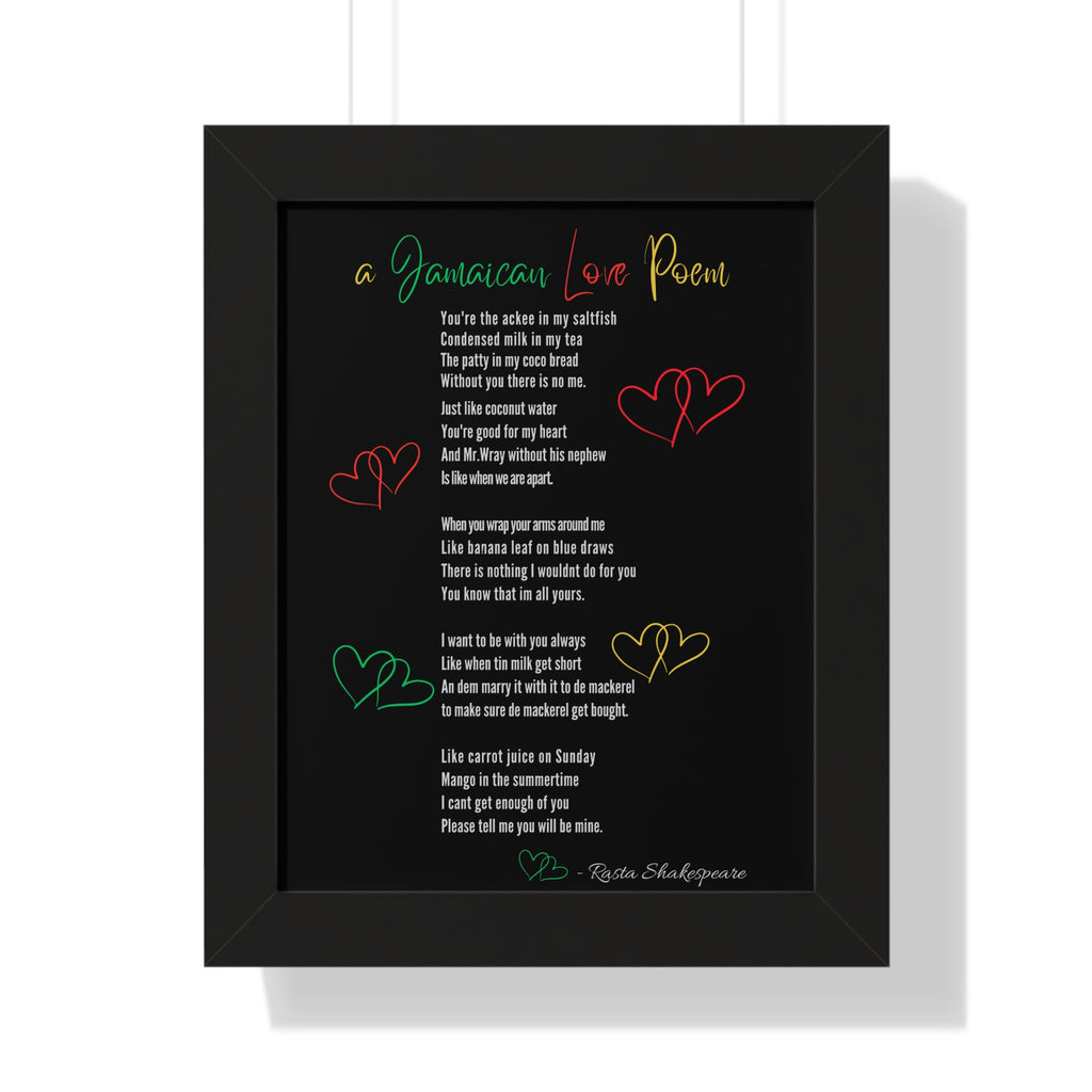 Jamaican Love Poem Framed Poster - Irie Blues Boutique