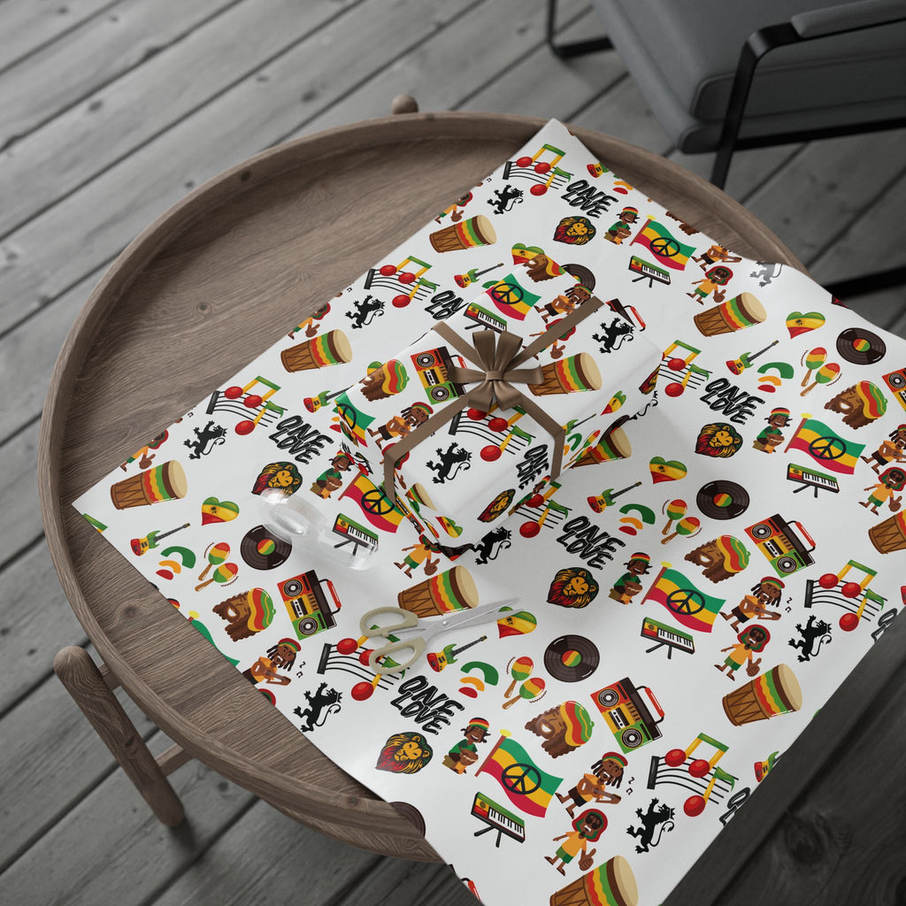 Reggae Theme Wrapping Papers (White) - Irie Blues Boutique