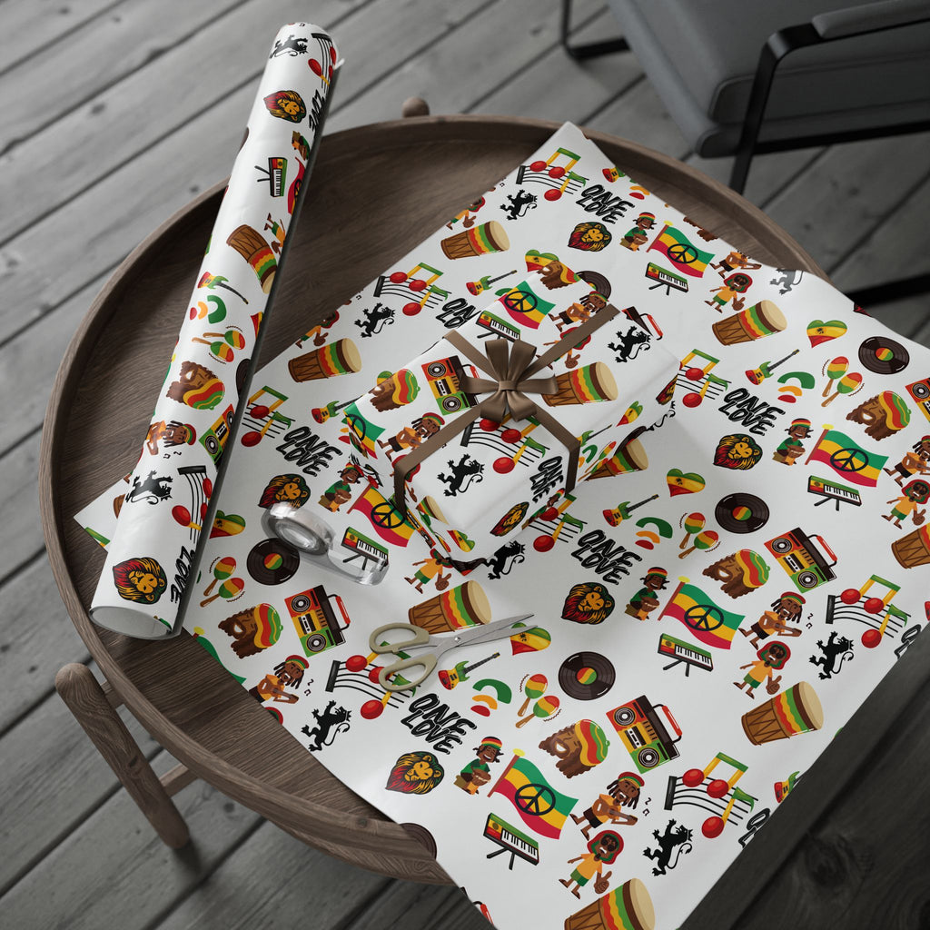 Reggae Theme Wrapping Papers (White) - Irie Blues Boutique
