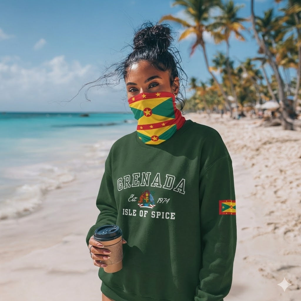 Grenada Flag Lightweight Neck Gaiter - Irie Blues Boutique