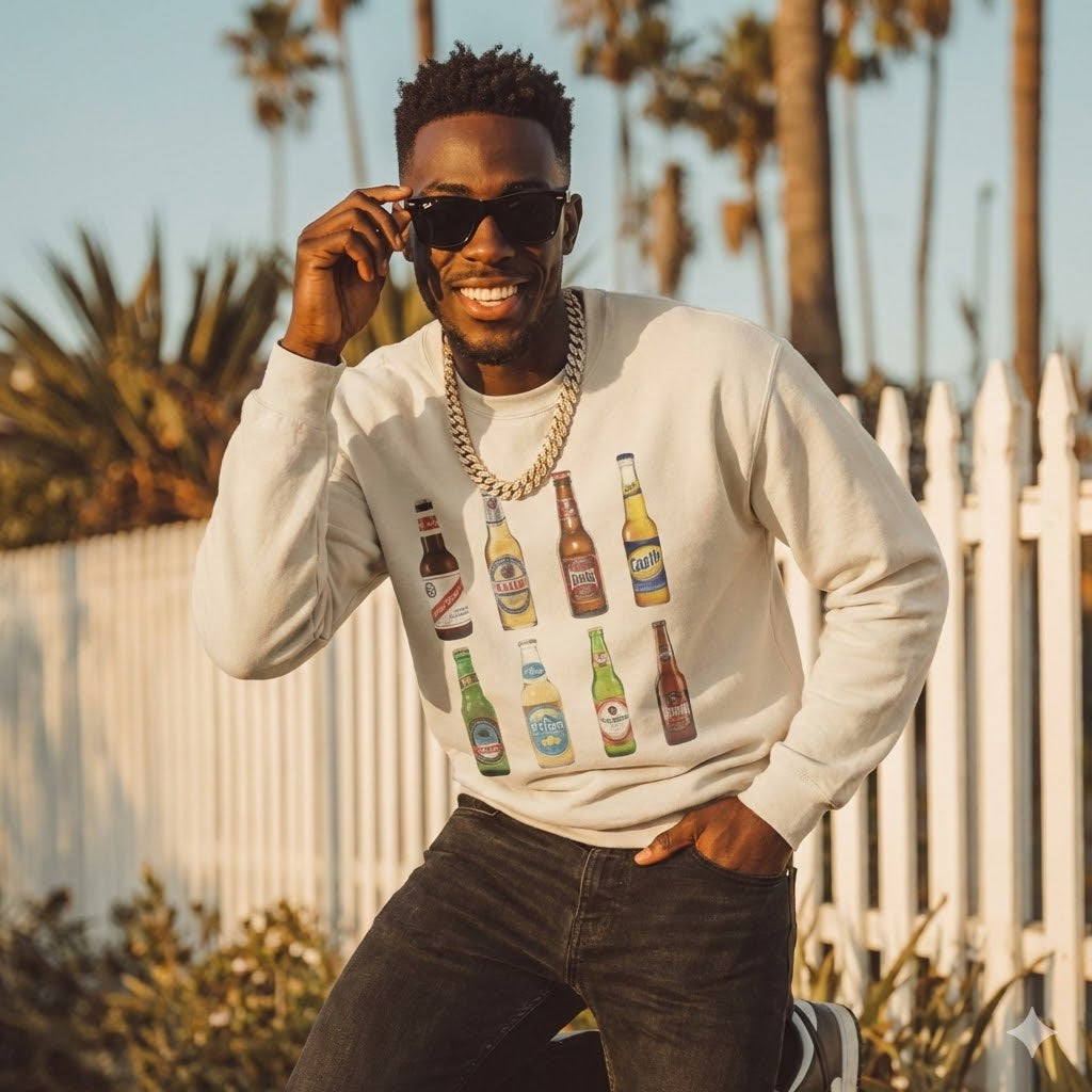 Vintage Retro Caribbean Beer Bottles Unisex Sweatshirt - Irie Blues Boutique